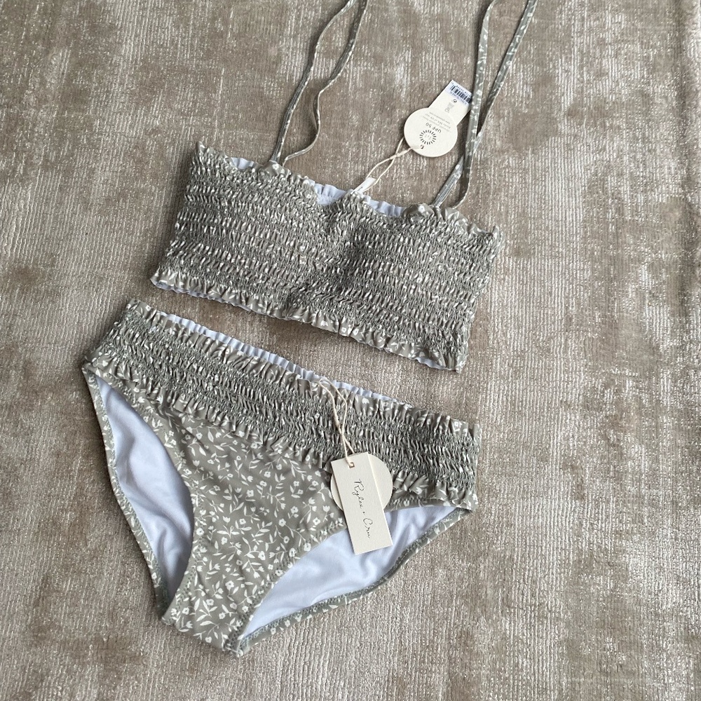 NWT Rylee + Cru Smocked Bikini in Sage